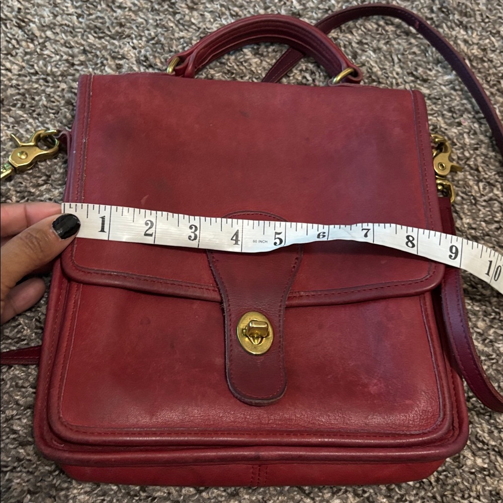 Vintage Coach Station Bag 5130 Rare Red Leather Authentic STAINED DISCOLORED - Picture 9 of 10